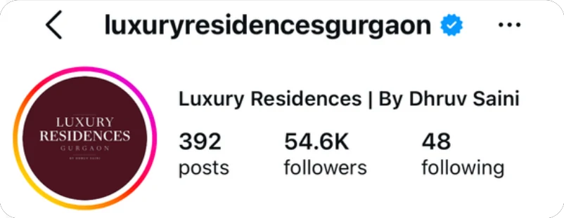 Instagram profile of Luxury Residences by Dhruv Saini