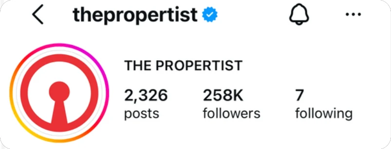 Instagram profile of The Propertist