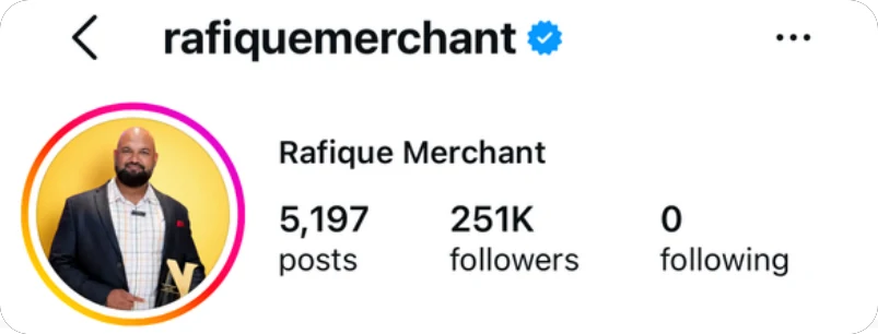 Instagram profile of Rafique Merchant